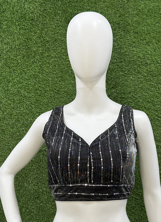 Black Imported foil readymade blouse