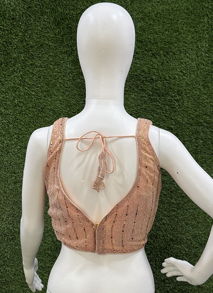 Peach Imported foil readymade blouse
