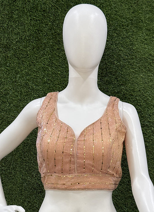 Peach Imported foil readymade blouse