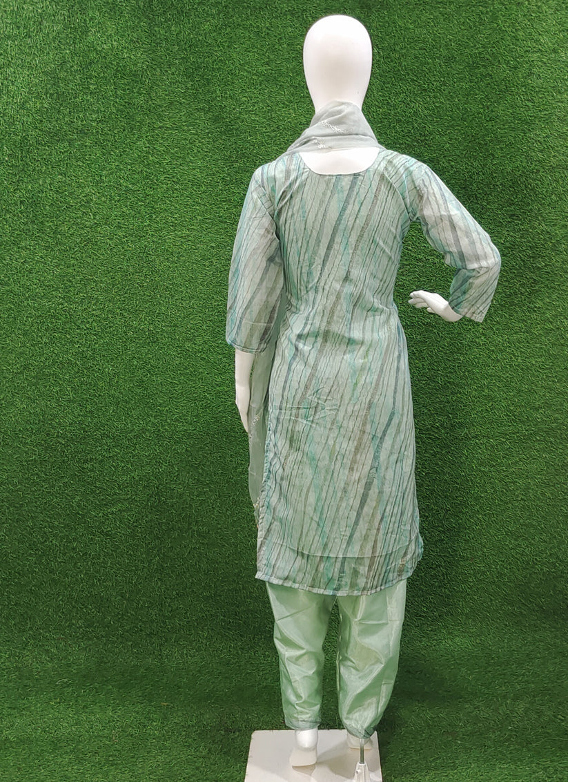 Pista Green Cotton Silk Salwar Suit