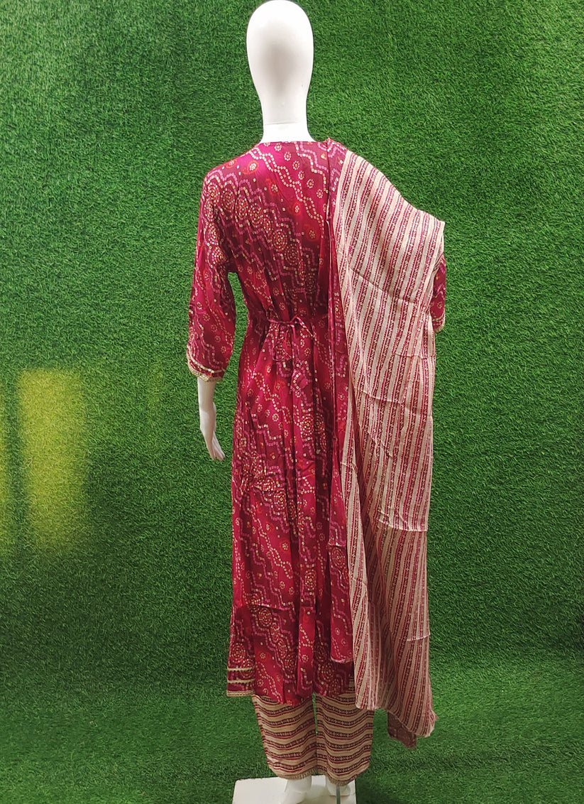 Maroon Cotton Plus Size Anarkali Style Salwar Suit