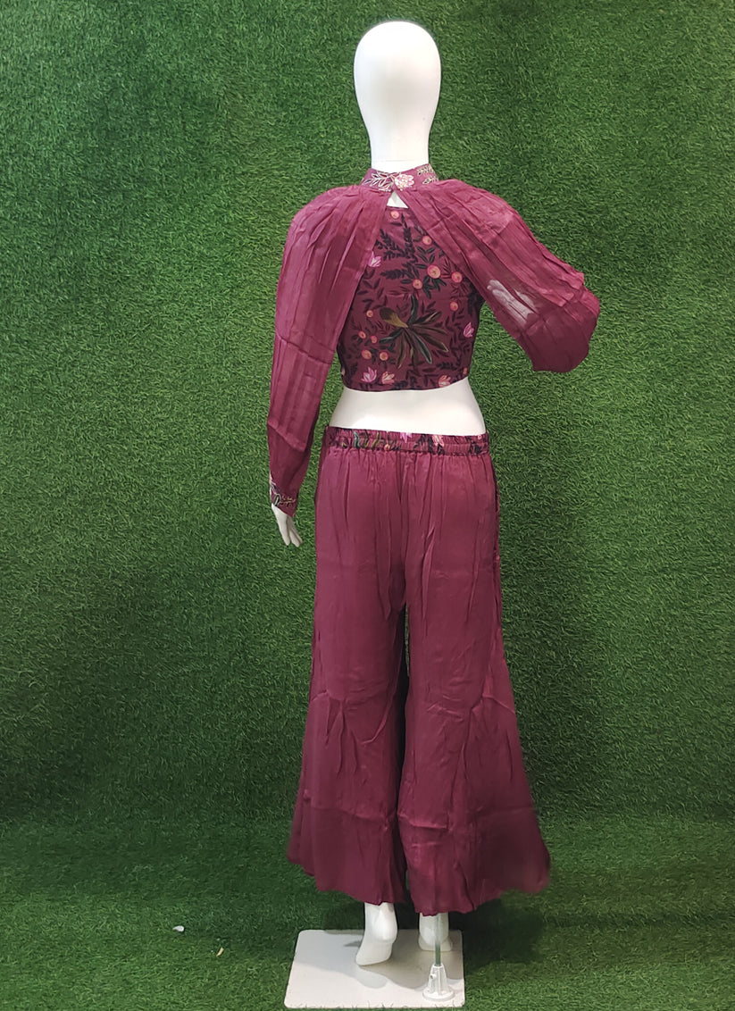 Mauve Imported Lycra 3 Piece Indo Western