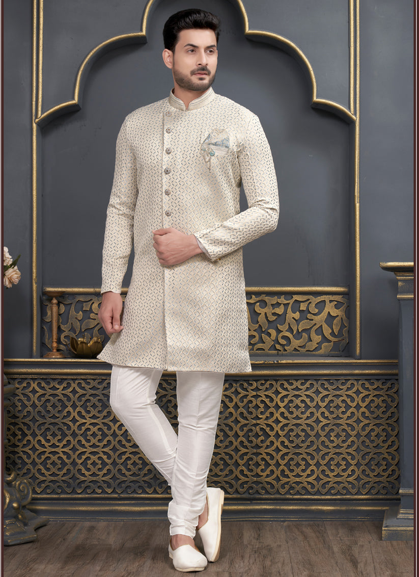 Grey Brocade Indo Western