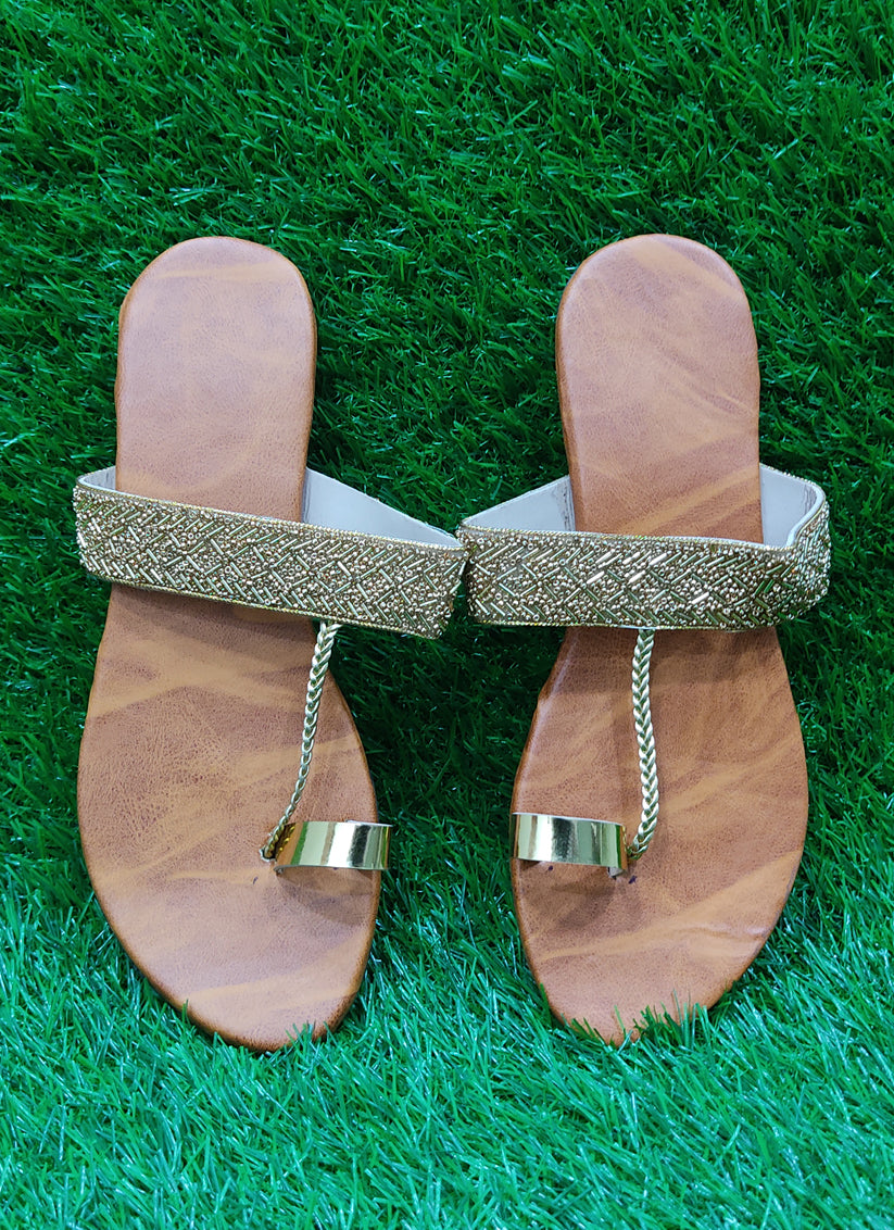 Women Embellished Toe-Ring Flats Sandals
