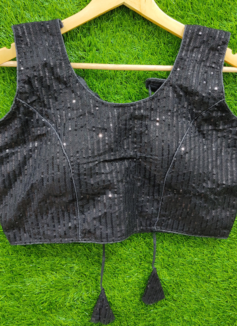 Black Georgette Embroidered Readymade Padded Blouse