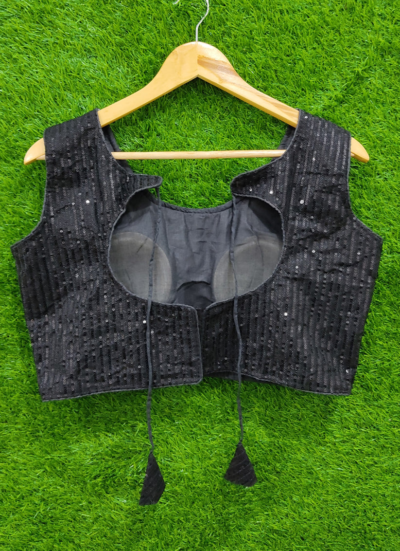 Black Georgette Embroidered Readymade Padded Blouse