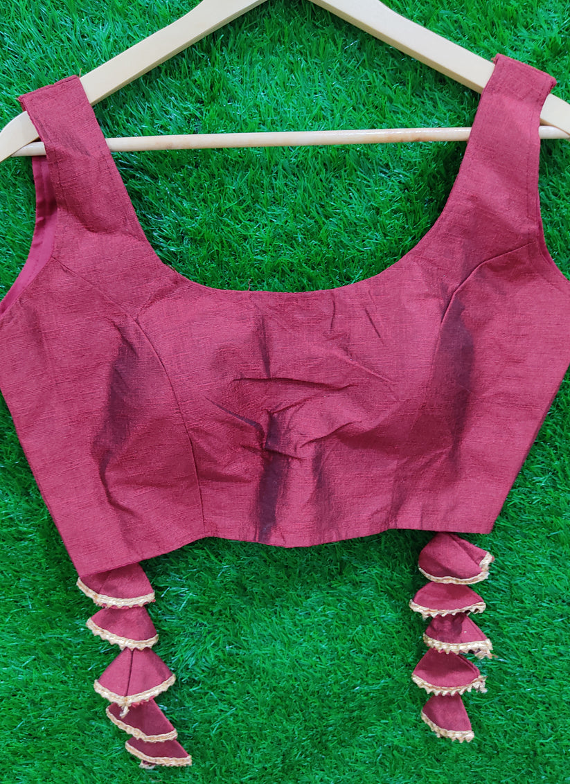 Maroon Raw Silk Readymade Padded Blouse