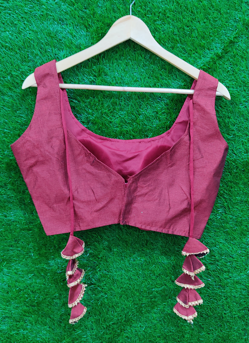 Maroon Raw Silk Readymade Padded Blouse