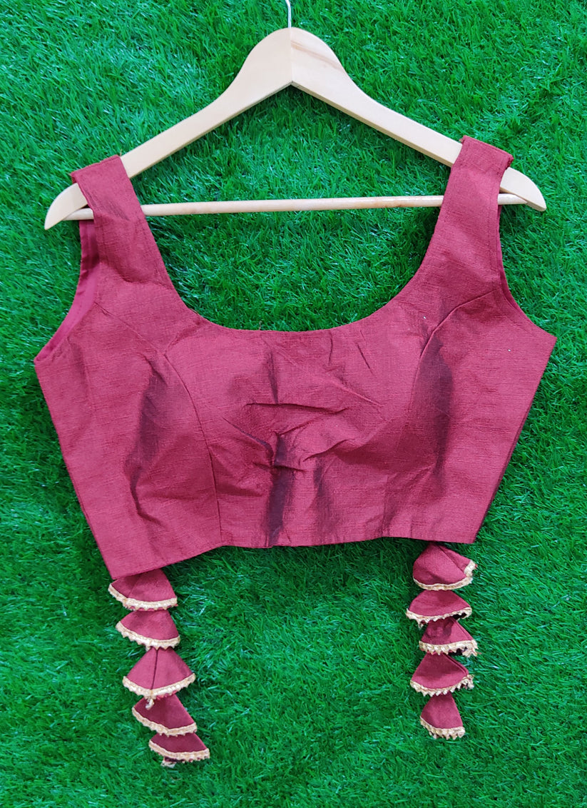 Maroon Raw Silk Readymade Padded Blouse