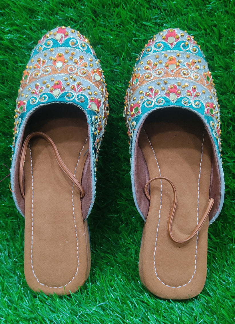 Grey Women Beautifully Handcrafted Women Sandel Style Mojari
