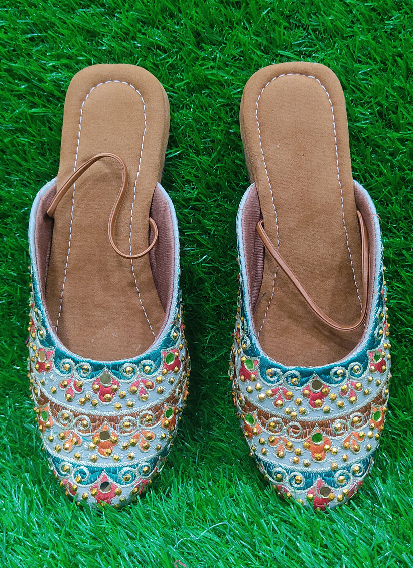 Grey Women Beautifully Handcrafted Women Sandel Style Mojari