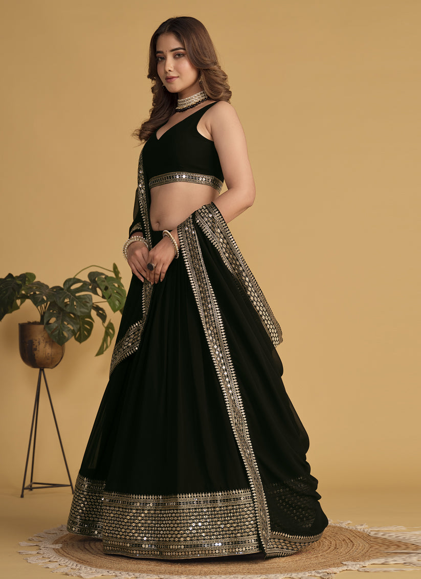 Black Sequins Embroidered Lehenga Choli Set