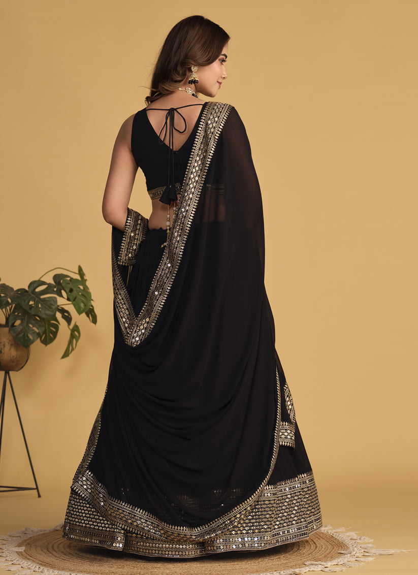 Black Sequins Embroidered Lehenga Choli Set
