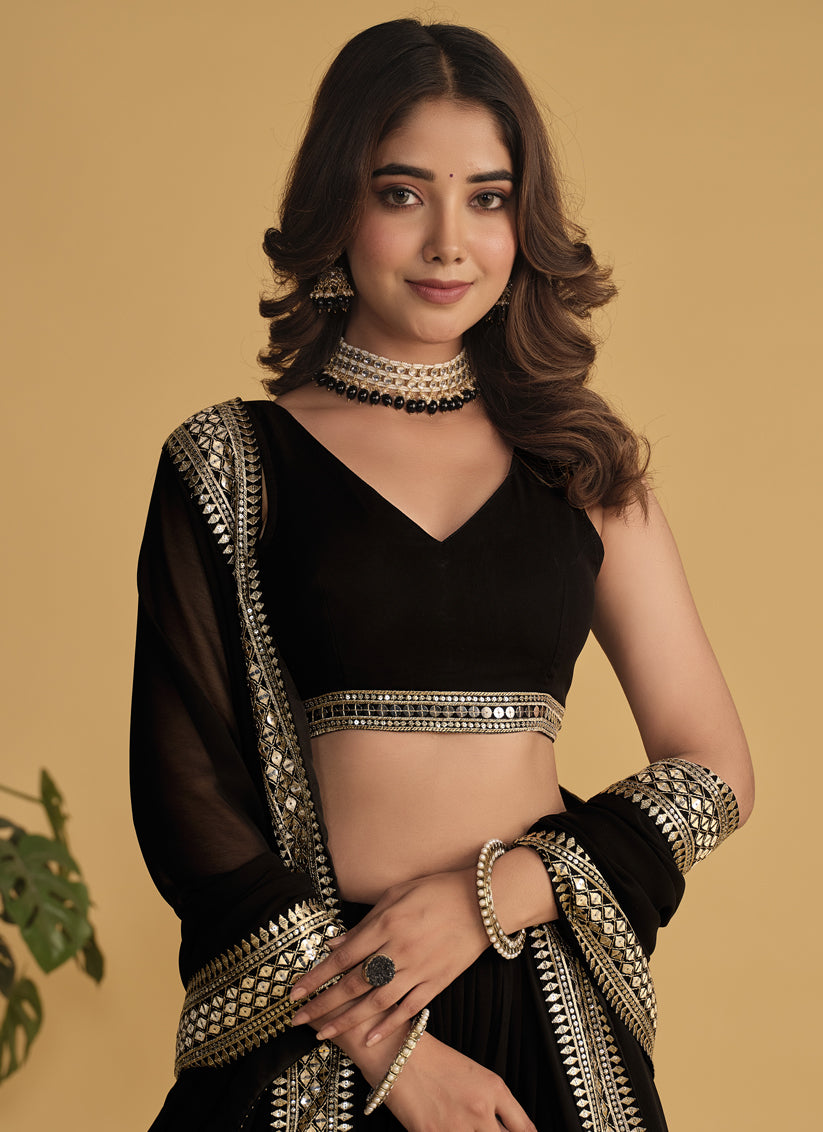 Black Sequins Embroidered Lehenga Choli Set