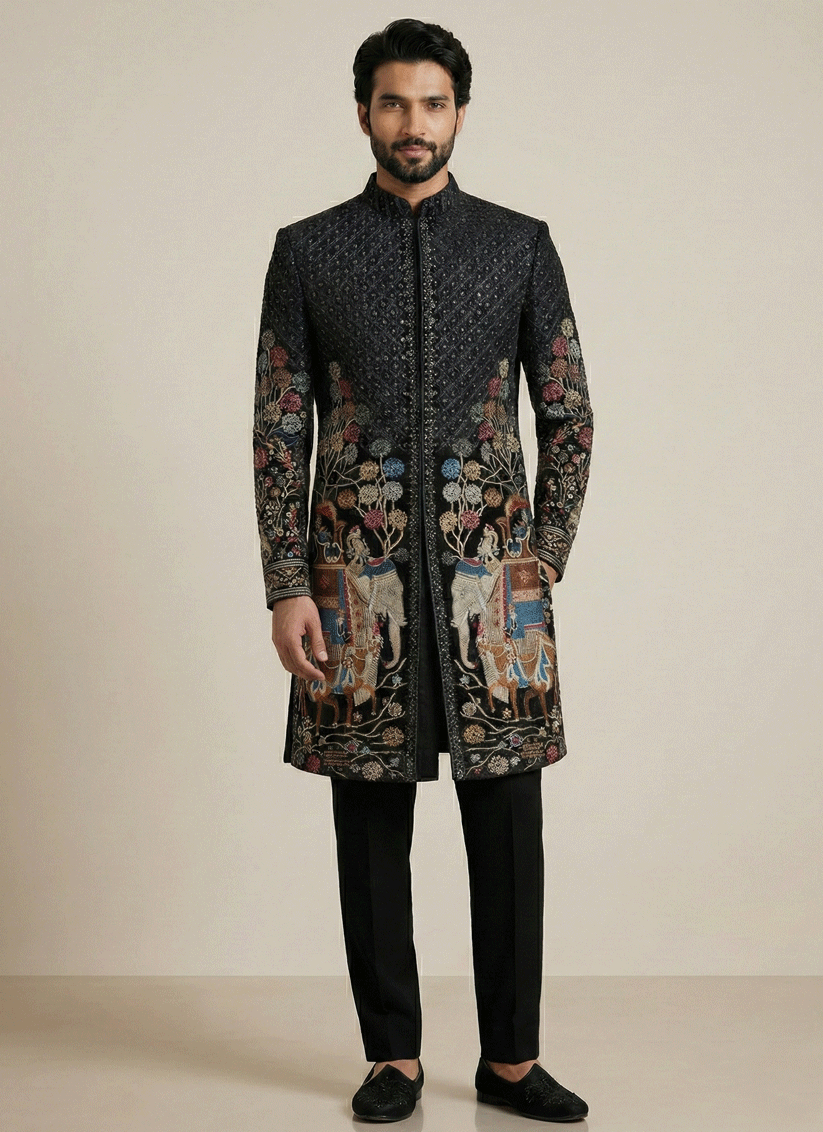 Black Velvet Ready Made Indo Western