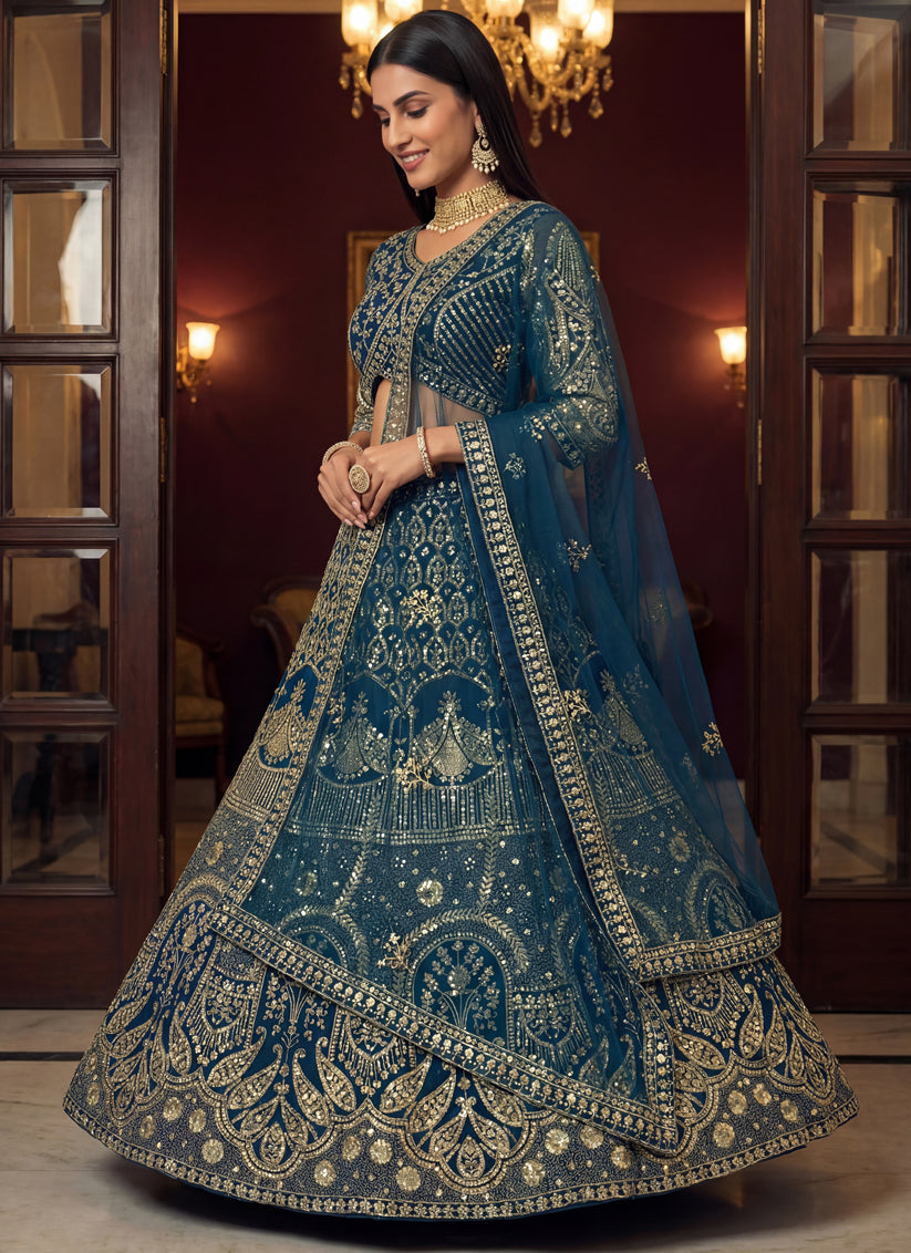 Party Wear Butterfly Net Lehenga Choli with Sequin Work