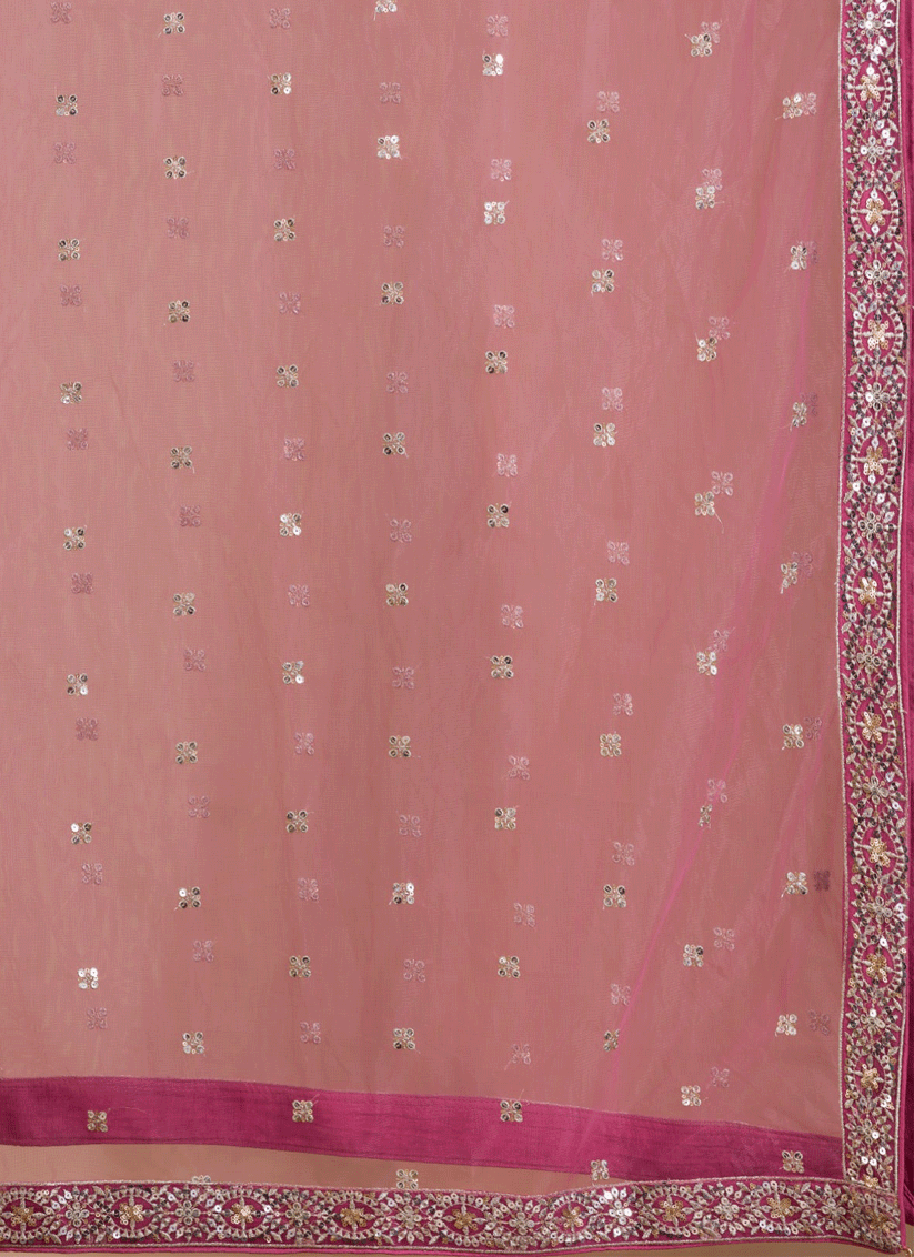Rani Pink Bridal Embroidered Georgette Lehenga Choli