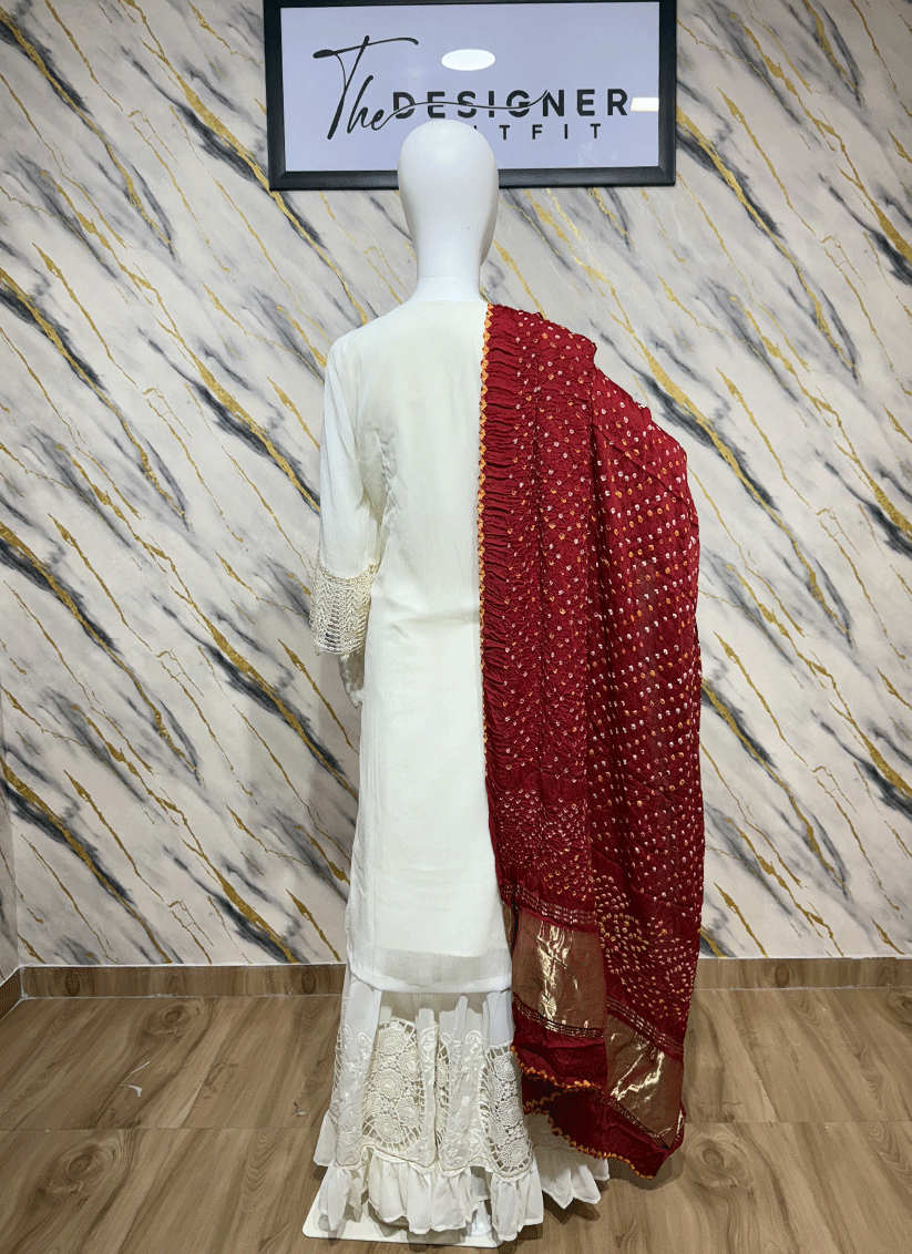 white Lucknowi Chikankari sarara suit