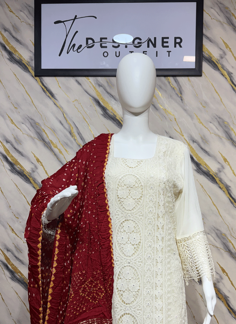 white Lucknowi Chikankari sarara suit