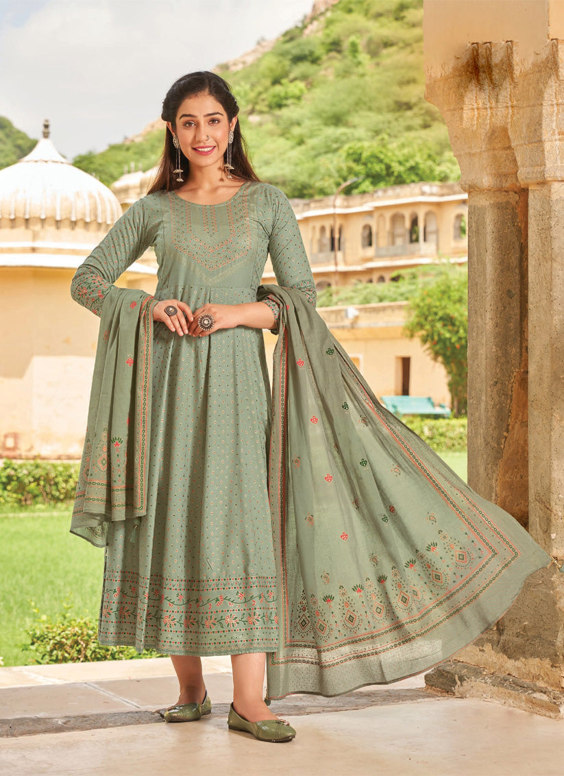 Green on sale anarkali kurta