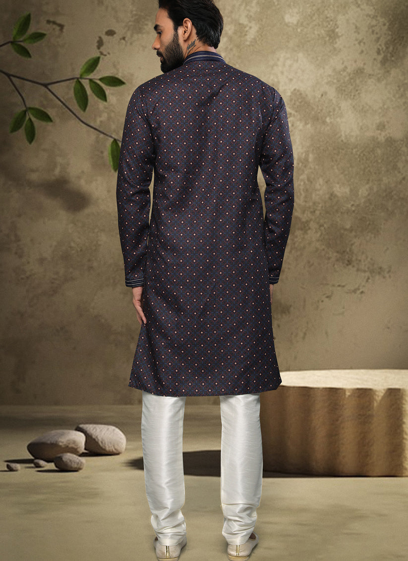 Charcoal Handloom Cotton Mens Kurta Pyjama Set