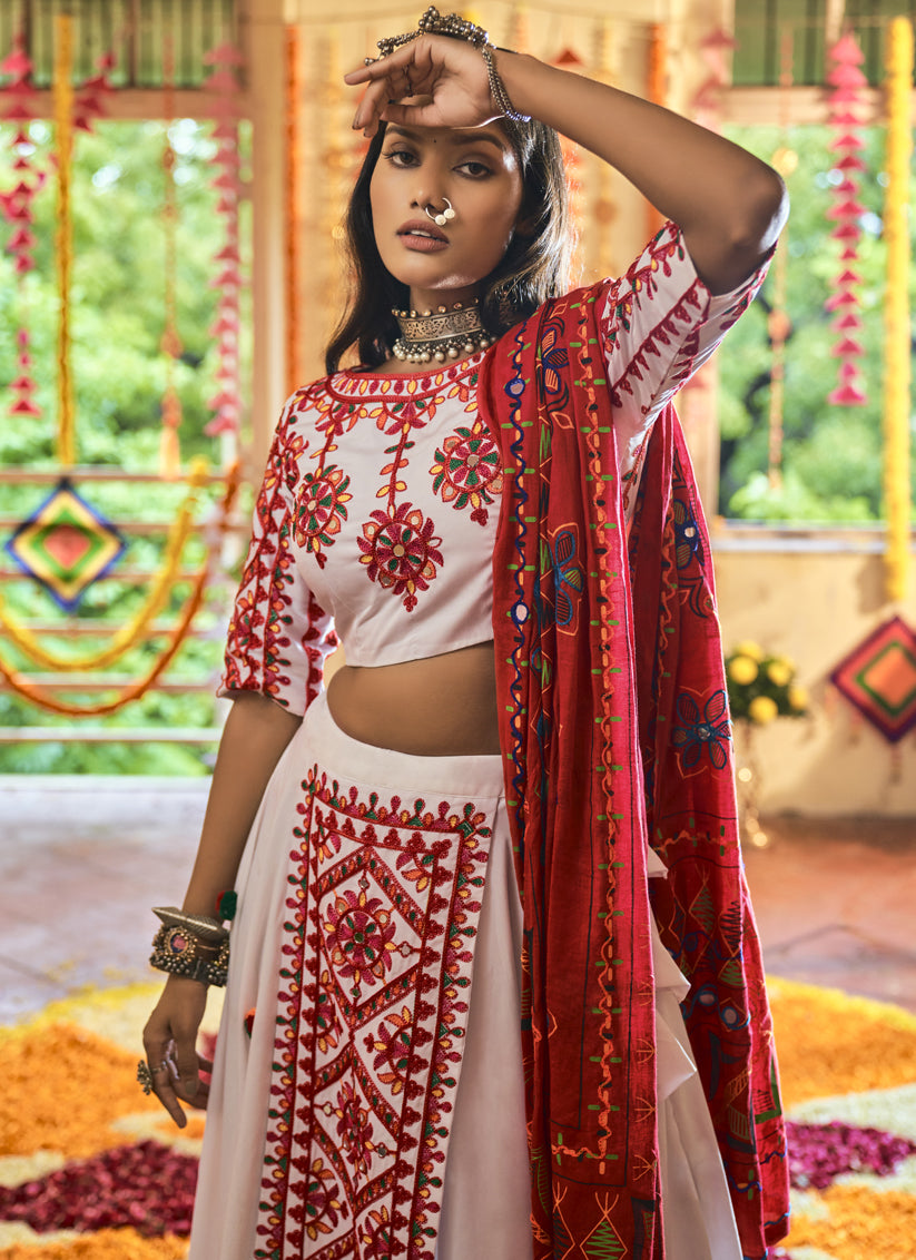White Muslin Cotton Navaratri Specials Chaniya Choli