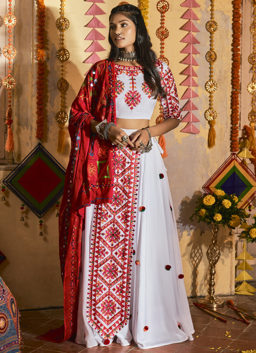 White Muslin Cotton Navaratri Specials Chaniya Choli