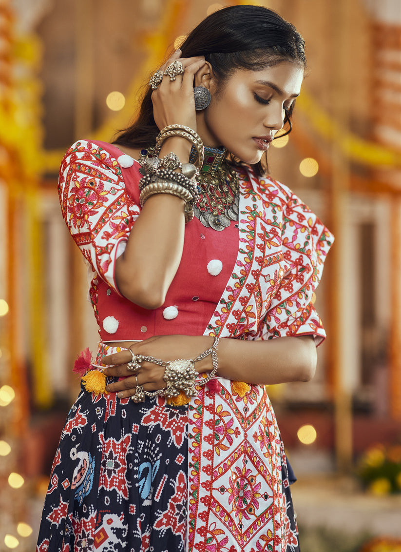 Black Muslin Cotton Printed Chaniya Choli
