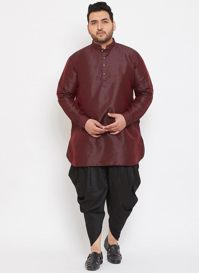 Brown Dupion Silk Mens Kurta Pyjama Set