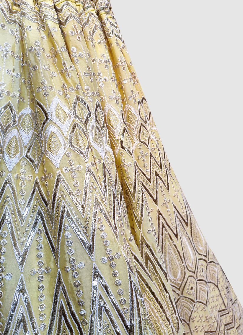 Yellow Georgette Embroidered Bridal Lehenga Choli