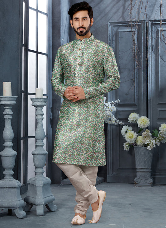 Multi Colour Silk Mens Kurta Pyjama Set