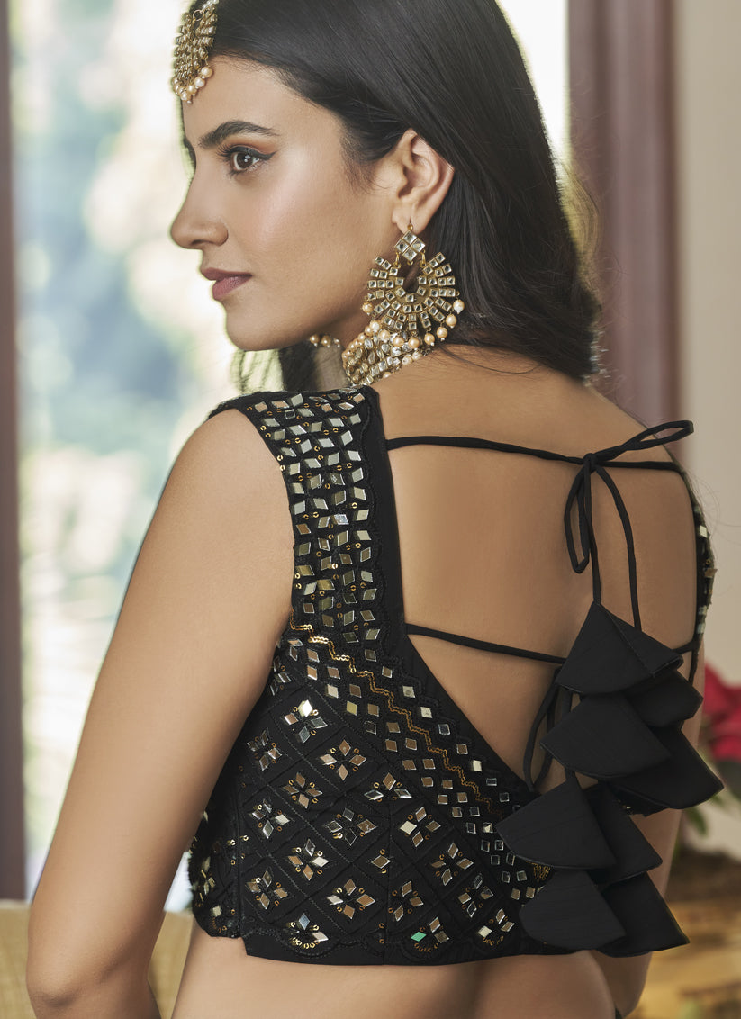 Black Silk Designer Lehenga Choli