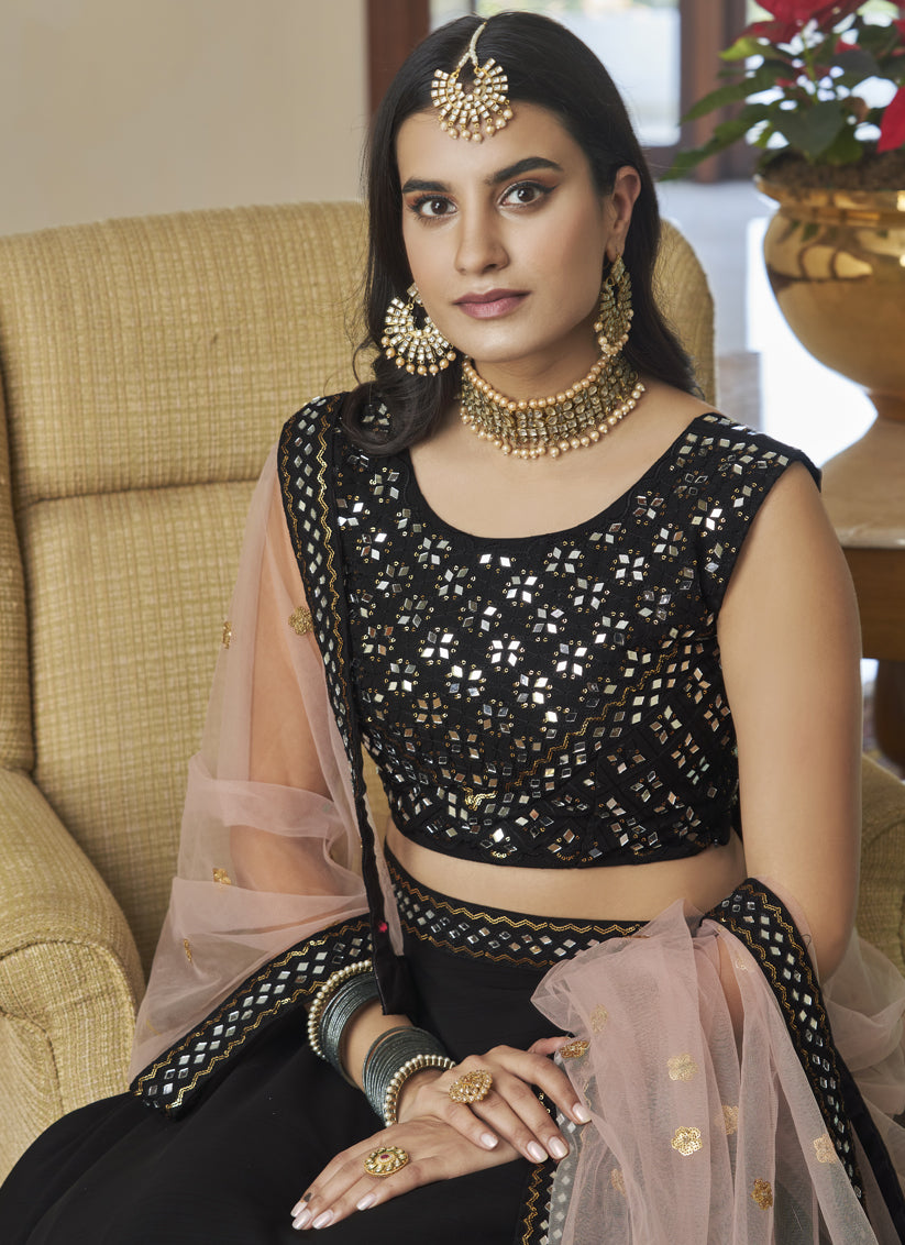 Black Silk Designer Lehenga Choli