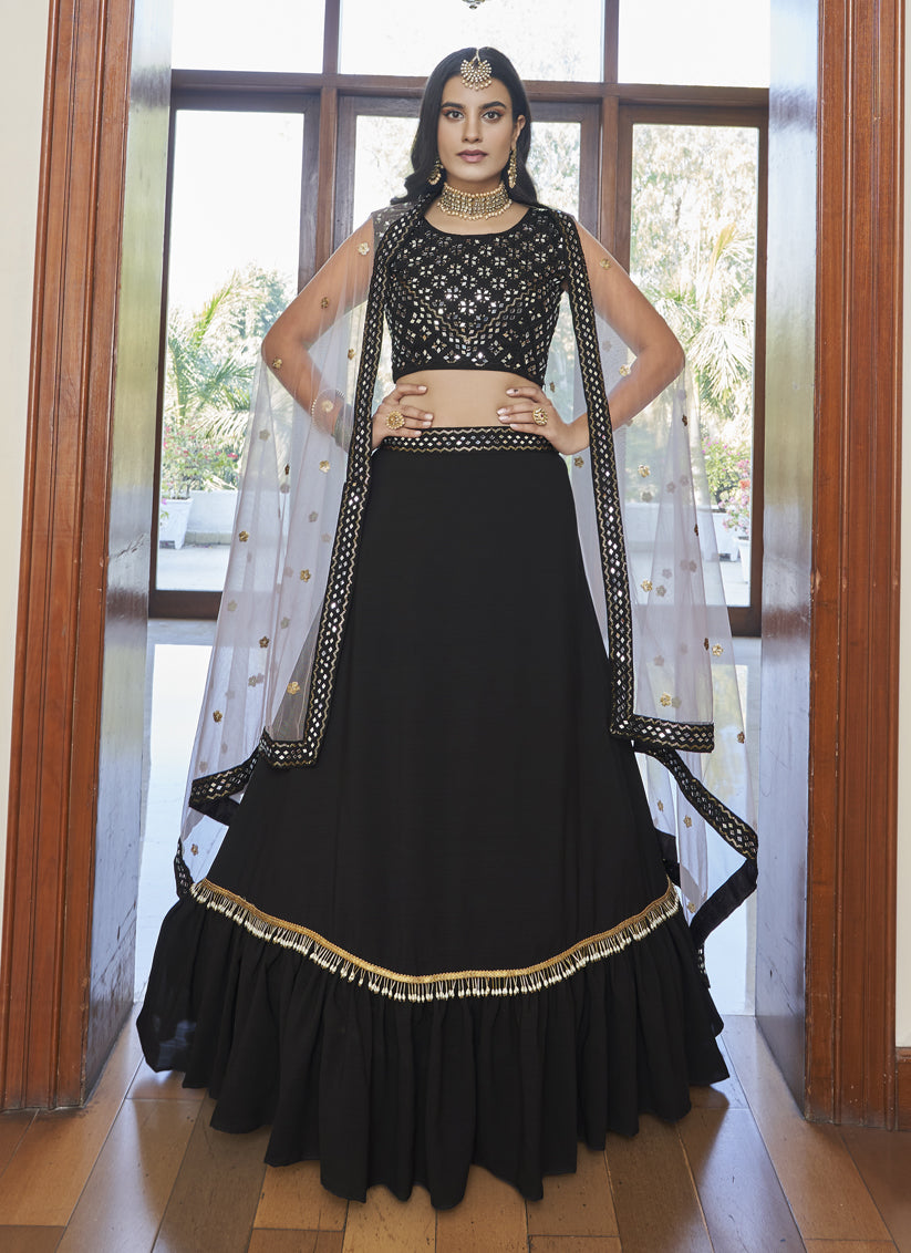 Black Silk Designer Lehenga Choli