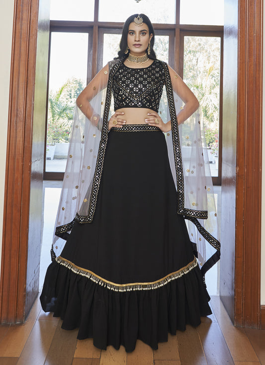 Black Silk Designer Lehenga Choli