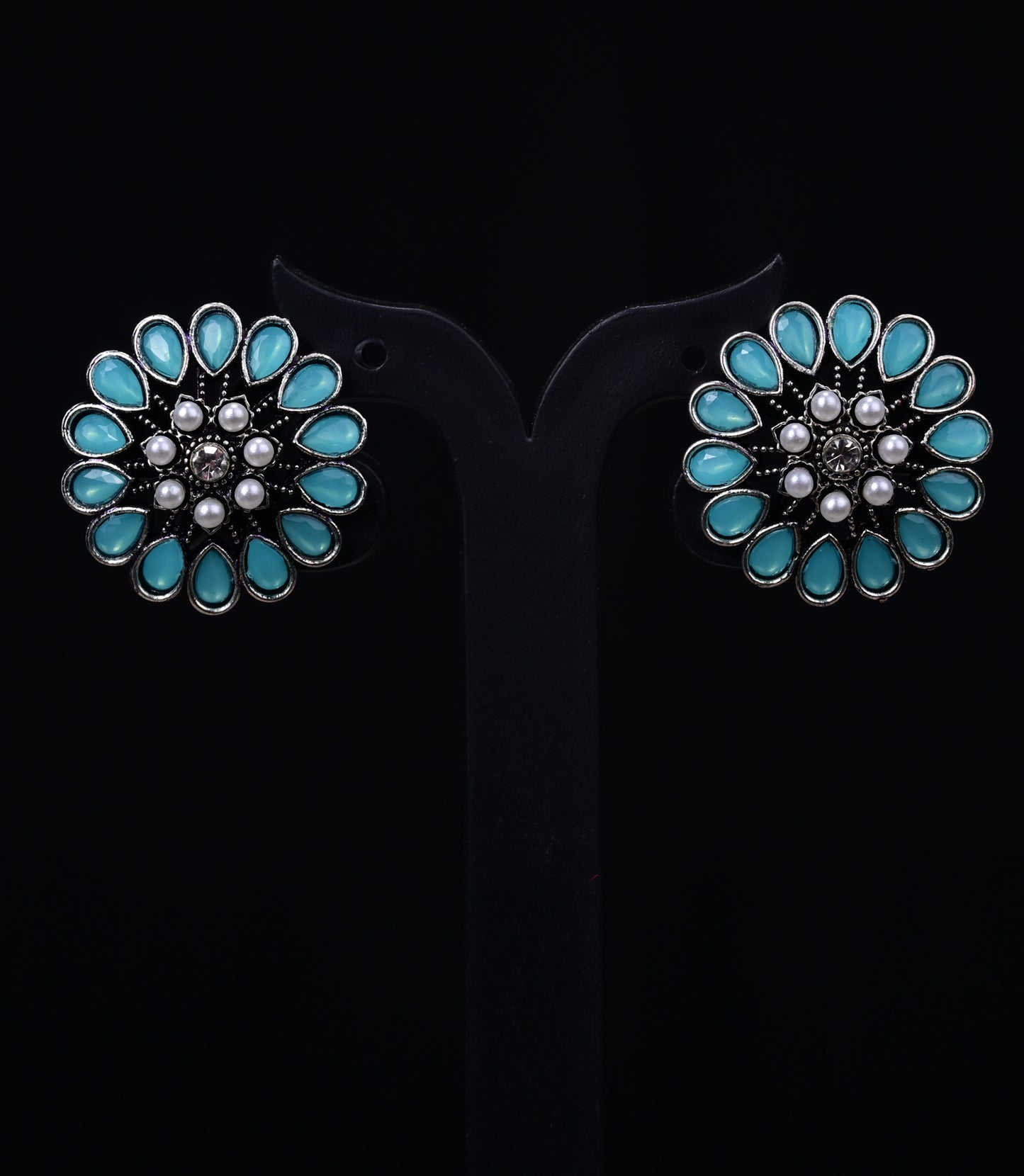 Blue Imitation Earring Set