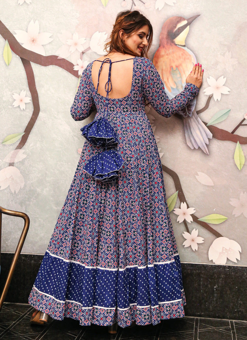 Multi Color Pure cotton Printed Ready Made Gown