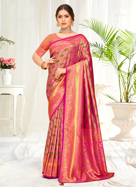 Multicolor Banarasi Silk Zari Woven Saree