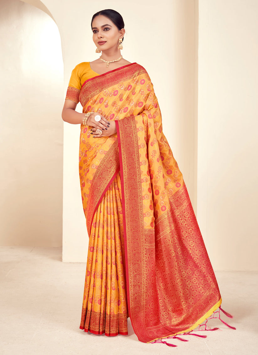 Sunny Yellow Paithani Silk Zari Woven Saree