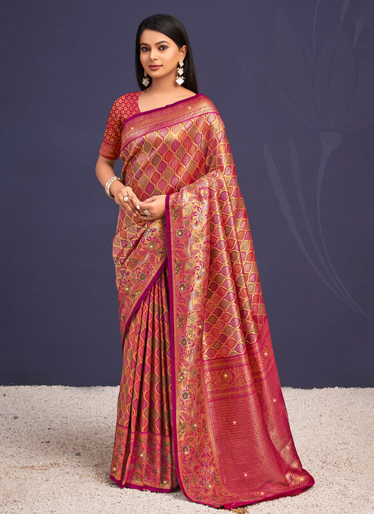 Multicolor Banarasi Silk Zari Woven Saree