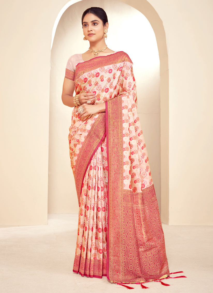 Blush Pink Paithani Silk Zari Woven Saree