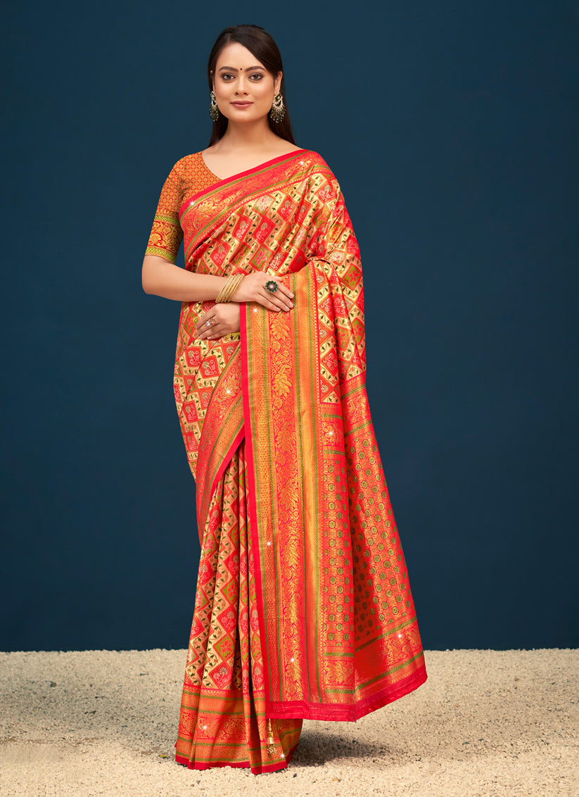 Multicolor Banarasi Silk Zari Woven Saree