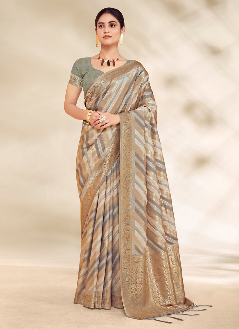 Multicolor Zari Woven Cotton Saree For Festival