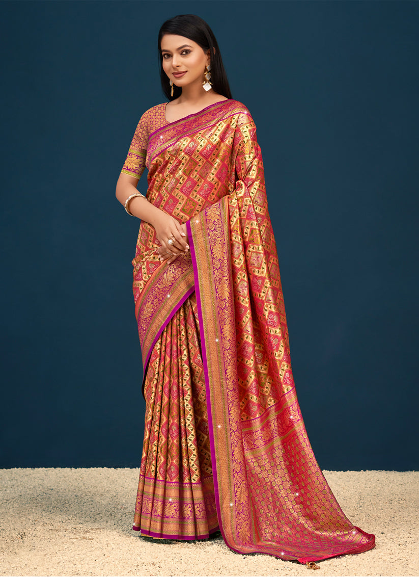 Multicolor Banarasi Silk Zari Woven Saree