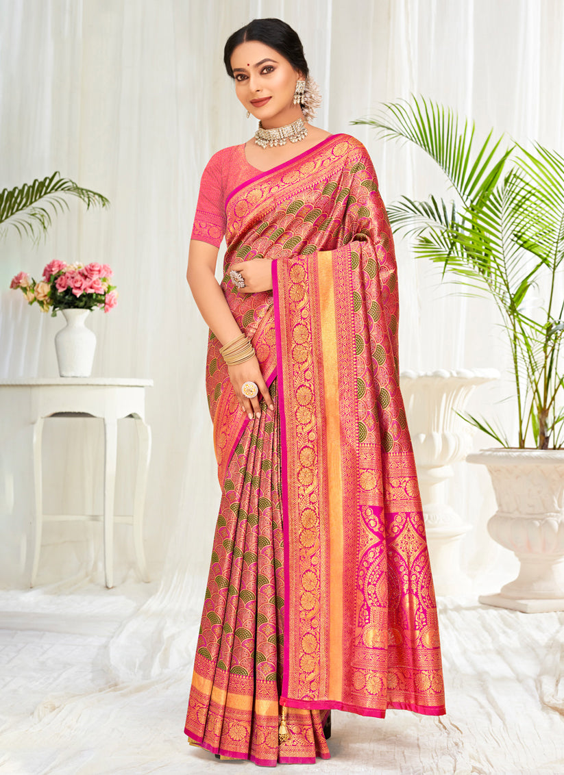 Multicolor Banarasi Silk Zari Woven Saree