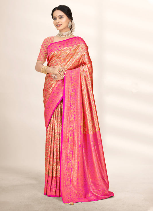 Golden Banarasi Silk Zari Woven Saree