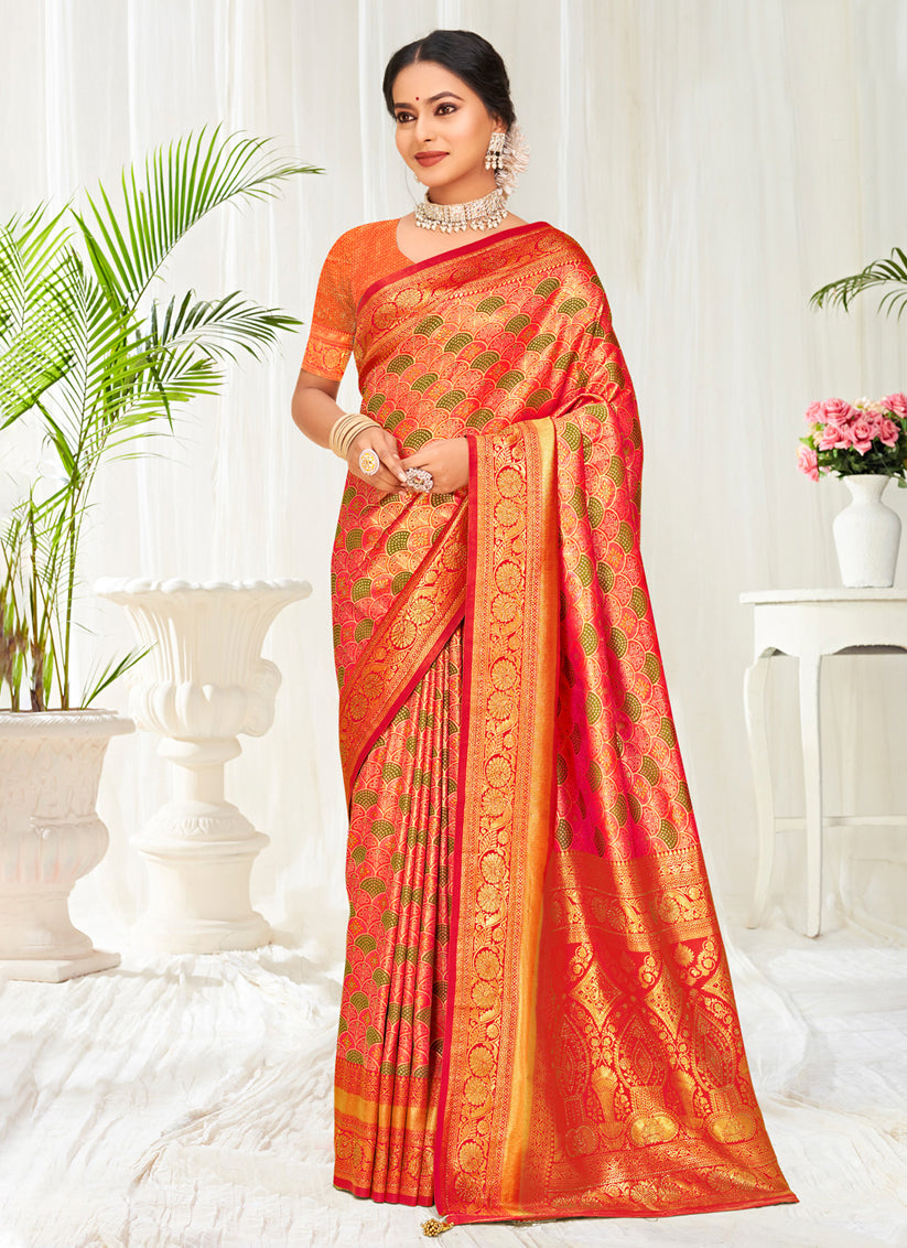 Multicolor Banarasi Silk Zari Woven Saree