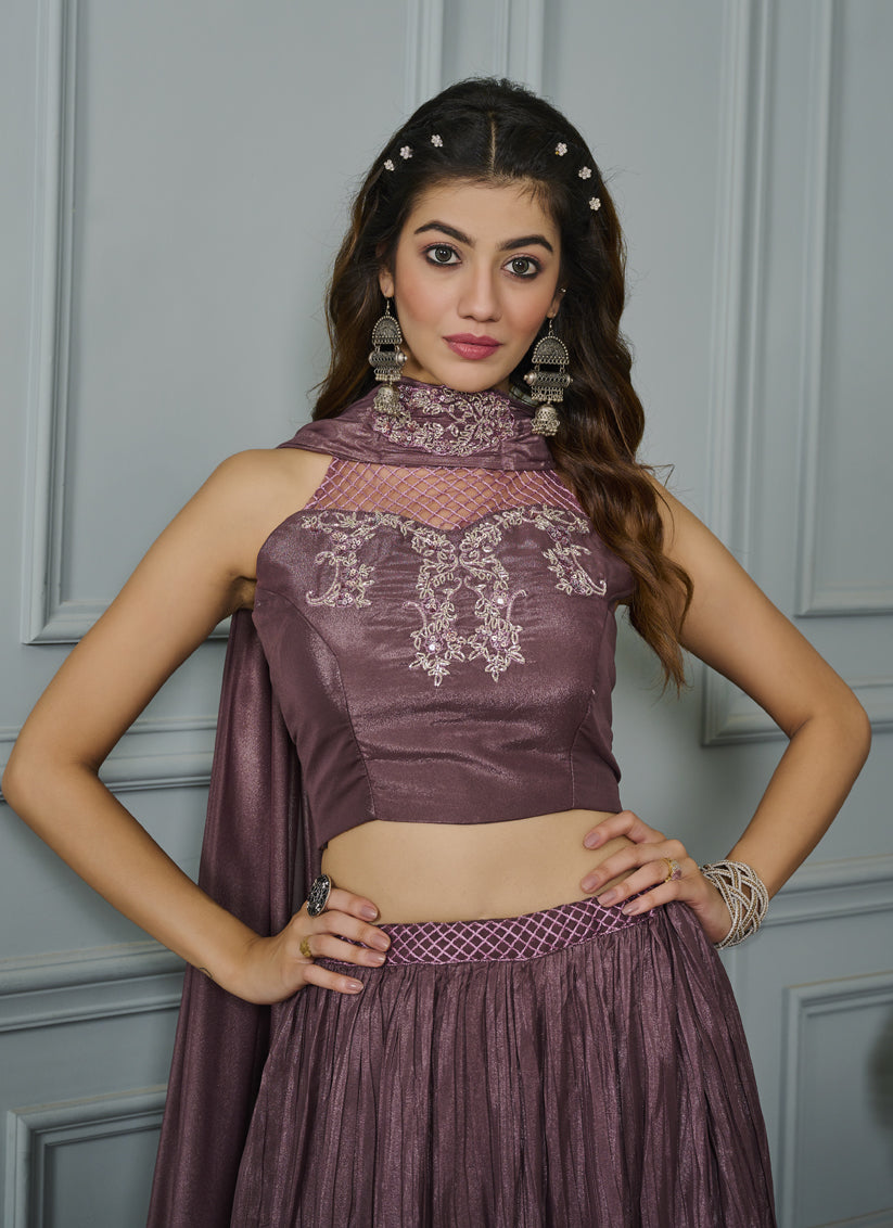 Mauve Designer Readymade Lehenga Choli Set