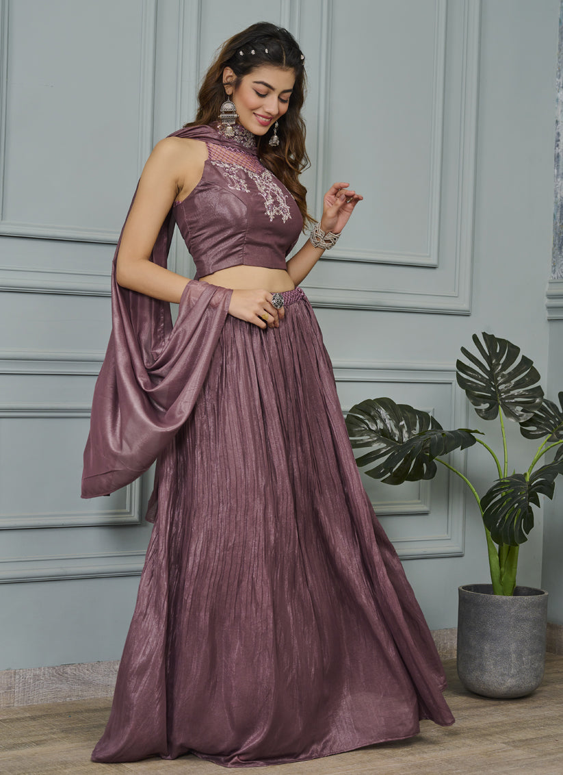 Mauve Designer Readymade Lehenga Choli Set