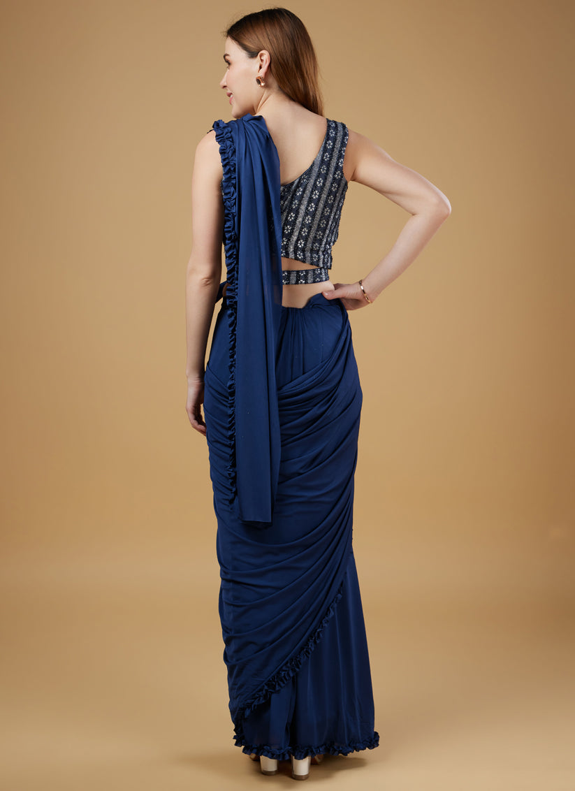 Navy Blue Imported Party Wear Saree